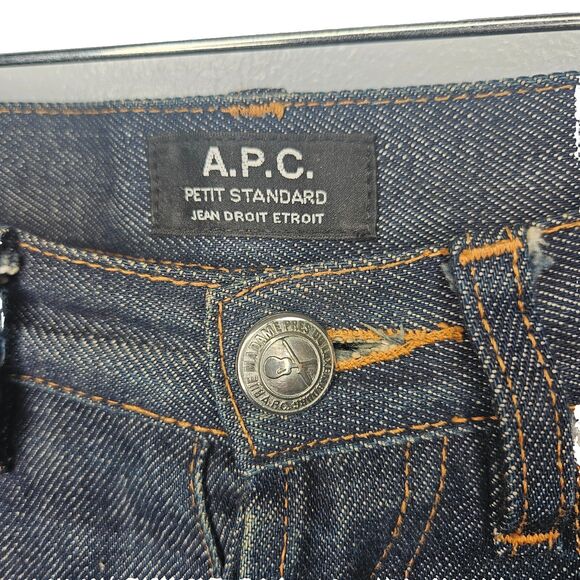 A.P.C. Petit Standard Jeans 27x33 Selvedge Japanese Distressed Straight Slim - Picture 3 of 12